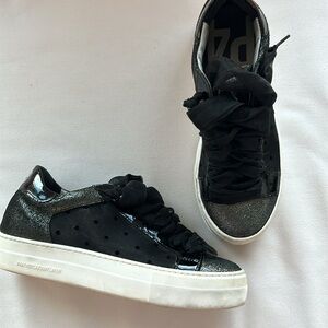 P448 Black and Silver Women's Sneakers